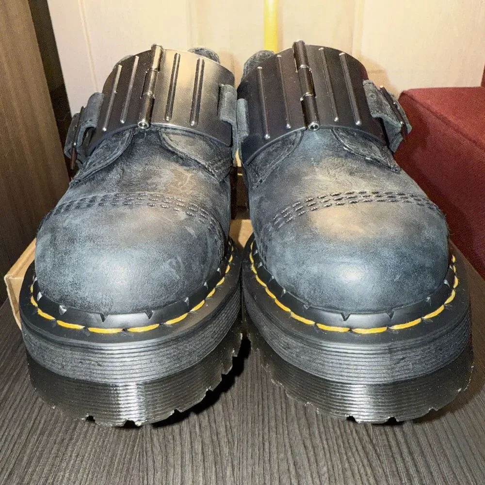 Dr Martens 8053 Quad Hinge Black Leather Platform M 7 W 8‎ Boots Steampunk Goth